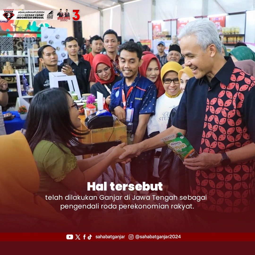 Calon Presiden dan Wakil Presiden nomor urut tiga, Ganjar Pranowo dan Mahfud MD, berkomitmen memprioritaskan pengembangan Usaha Mikro, Kecil, Menengah (UMKM), dan Koperasi. 

Dengan pengalaman yang mumpuni dalam mengembangkan perekonomian rakyat, Ganjar telah menetapkan fokusnya