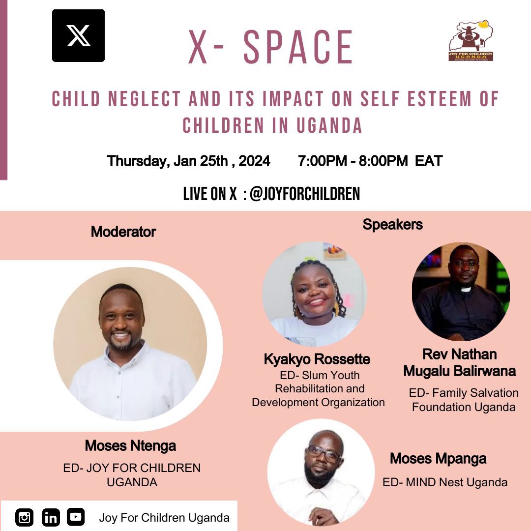 You are invited to tune in tomorrow as we talked about #ChildNeglect and its impacts on children #EndChildMarriage 
Host: @JOYFORCHILDREN 
Cc @MosesNtenga