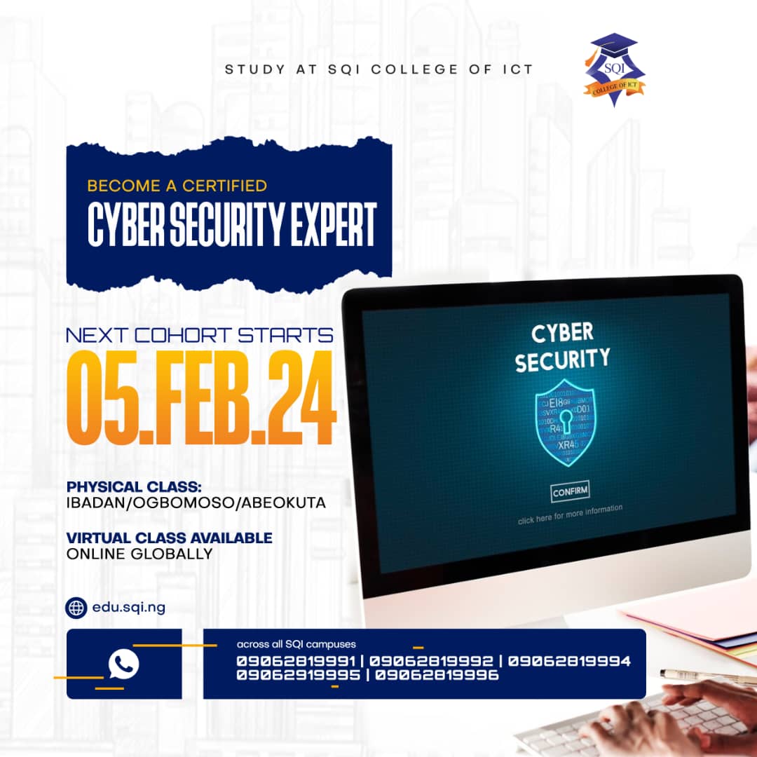sqicict's tweet photo. Data Analysis, Artificial intelligence, Cybersecurity, mobile app development, and more.

It's a fully practical training facilitated by top educators and mentors in a conducive environment.

For further enquires: Call/WhatsApp 09062819991 09062819992, 09062819995, 09062819996 https://t.co/JUdQRcVgKP