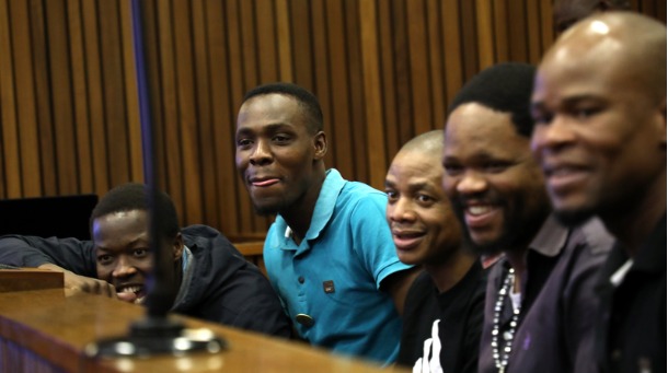 SManyureni's tweet photo. One of these geysers snuffed an innocent life on October 26, 2014. Today they smile from the comfort of Court, hiding behind lawyers and rights. Justice will be served someday! RIP Senzo. https://t.co/uhK5JeNTMj