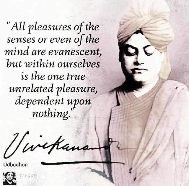 'All pleasures of the senses or even of the mind are evanescent, but within ourselves is the one true unrelated pleasure, dependant upon nothing.' - Vivekananda. @marie_nassar @AnkitaBnsl @PoornimaNimo @BeatriceLacy @HumbleIndian Good Day🌻 Stay Blessed 🙏 #thoughtoftheday