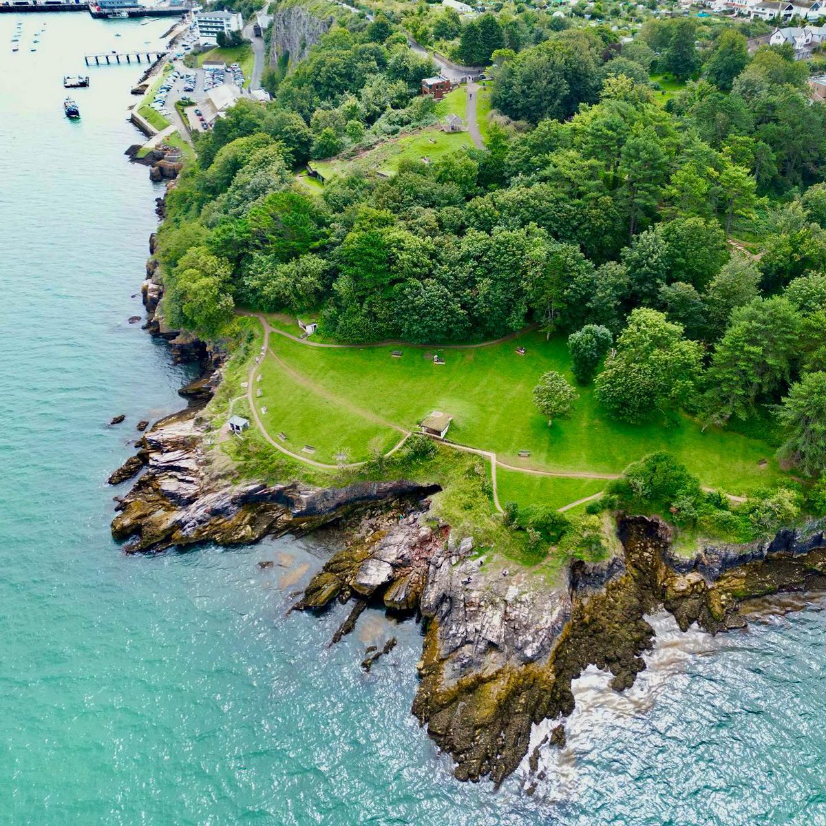 Beautiful Battery Gardens from above🌊🌿 Looking to explore our coast in 2024?: bit.ly/3uYdGQy #aerialphotography #englishriviera #devon #brixham