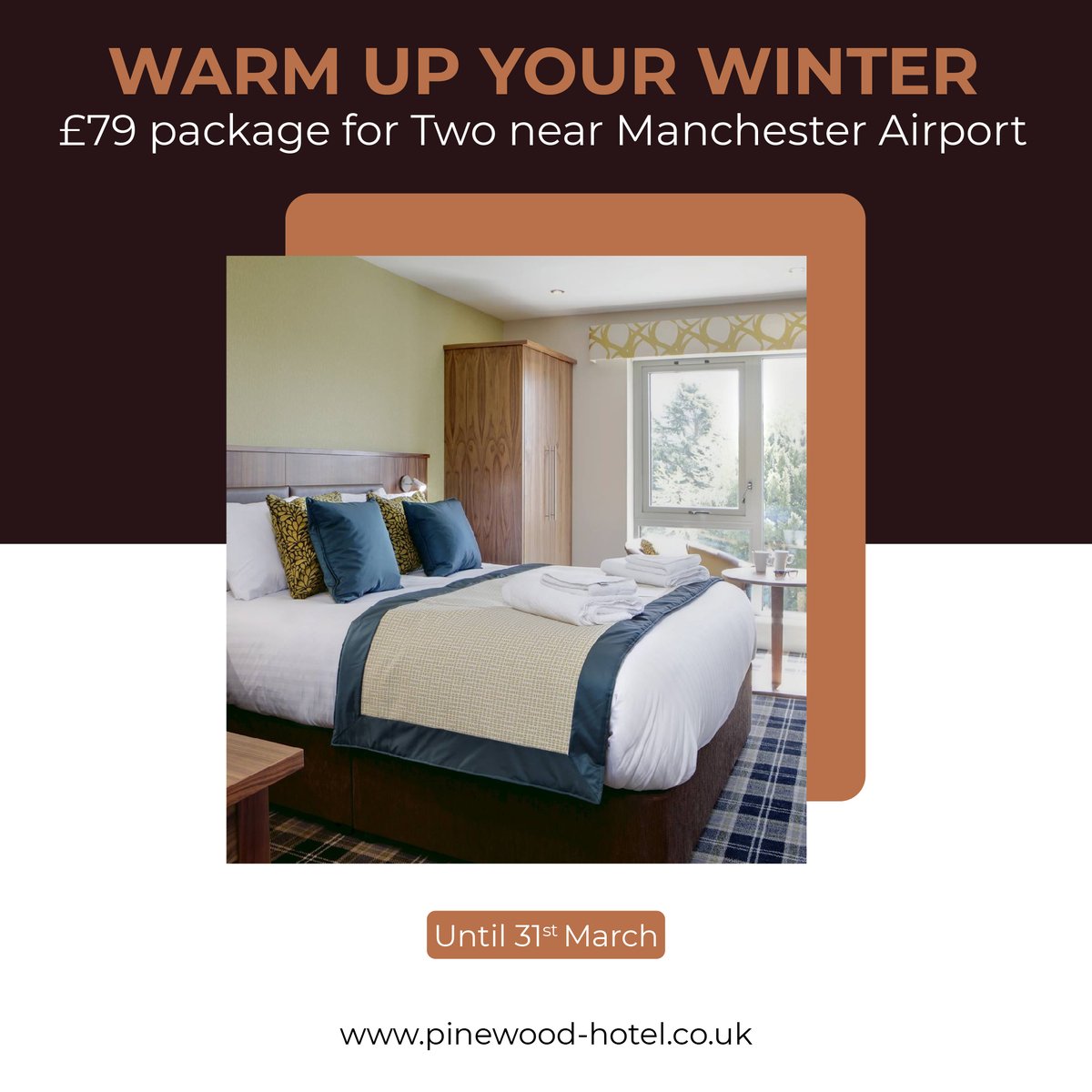Escape the winter chill with our exclusive Winter Warmer Offer!❄️
Cosy up with bed &amp; breakfast, and enjoy the convenience of free parking. 🛌🍳

Book direct now: eu1.hubs.ly/H078tY00

#WinterGetaway #PinewoodHotel #ManchesterAirport #Winteroffer #bookdirect #Handforth