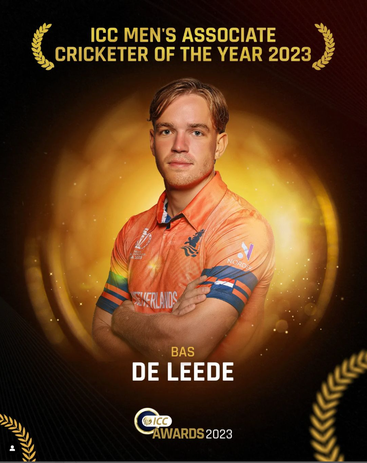 KNCBcricket's tweet photo. 🟠WOWWOWWOWWOW

BAS DE LEEDE 
ICC Associate Cricketer of the Year 2023.

Read the article here: https://t.co/sMIaxAMmXj
#icc #kncbcricket #haveaniceday https://t.co/WHfa1E55lc