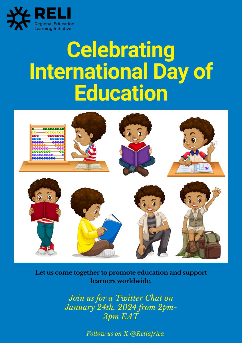 Reminder: We will be having a Twitter/Tweet chat as from 2PM-3PM EAT focusing on the theme "Learning for Lasting Peace" in celebration of the International Day of Education #EducationDay2024 #EducationforAll #RightToEducation