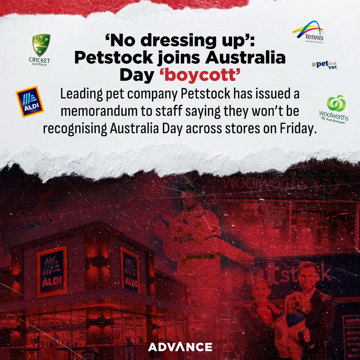 Woolworths, Aldi, Tennis Australia, Cricket Australia, and now Petstock. These big corporations need to stop trying to intimidate and shame good Australians for wanting to celebrate their national holiday.