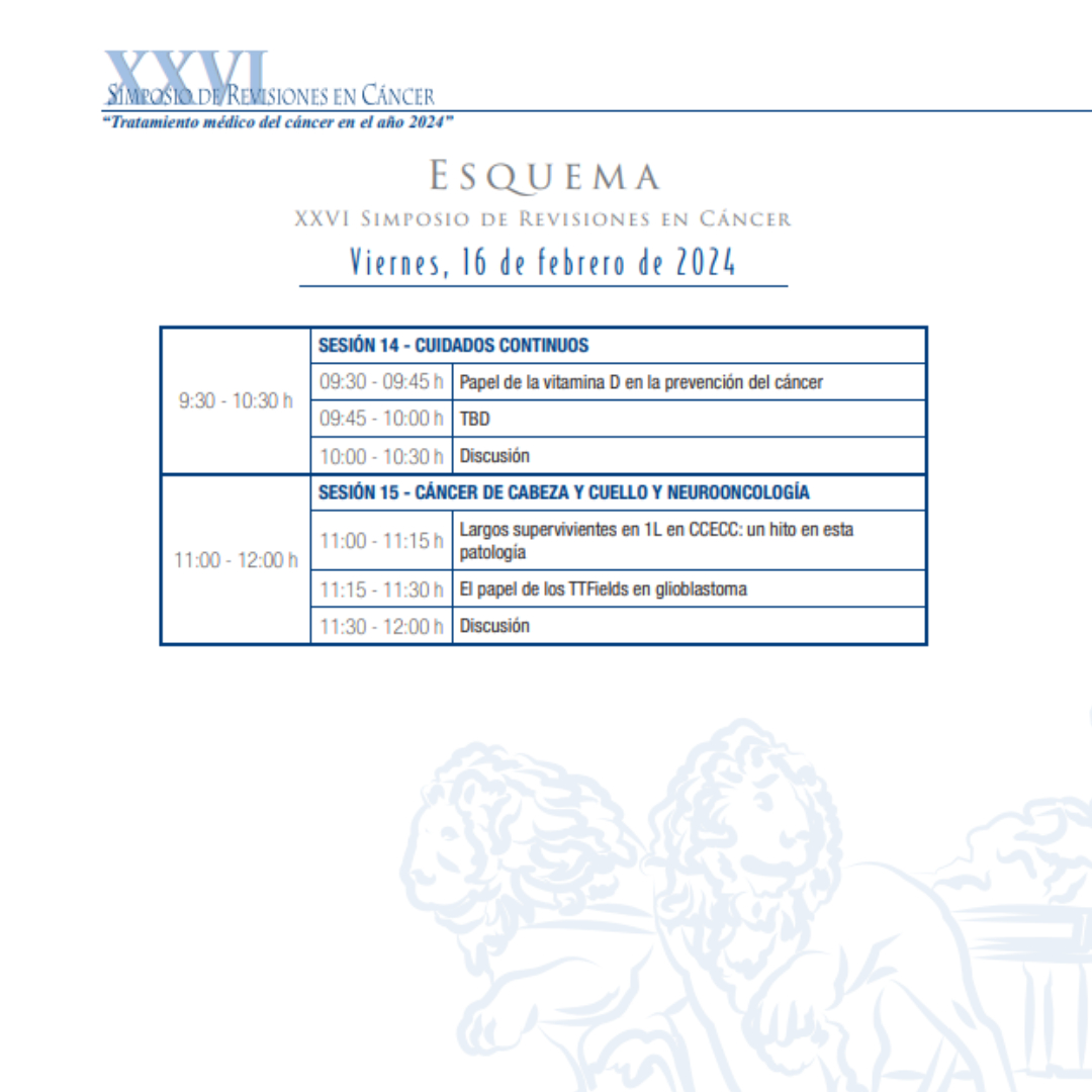 revisionesca's tweet photo. 🔵El viernes 16 de febrero tendrá lugar la tercera y última jornada de #RevCáncer24, y donde se abordarán aspectos como:

🔹Cuidados continuos
🔹Cáncer de cabeza y cuello, y Neurooncología
🔹Cáncer de piel y nuevas oportunidades

 ➡️ https://t.co/wFe3muPwnB

#cáncer #oncología https://t.co/lIccqwW1gP