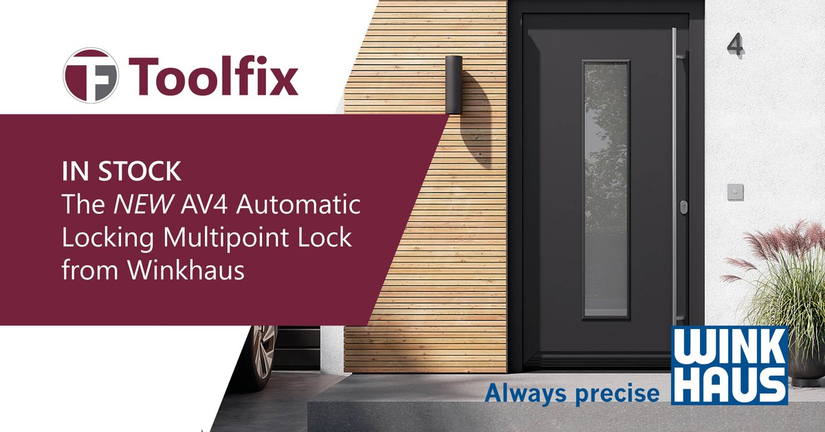 The AV4 is the latest in automatic multipoint locking from Winkhaus and is available from Toolfix.

The AV4 builds on the success of the AV3 and now requires 40% lower operational force to unlock the lock, thanks to its improved hook design.

Find out more bit.ly/3vksFbm