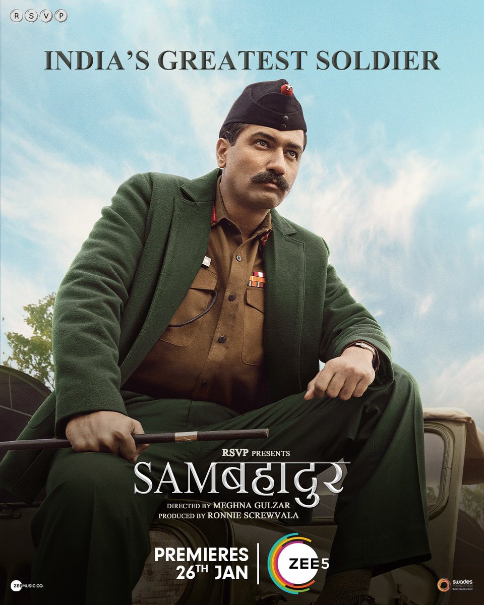 OTT Platform's ™ (@ottplatform) on Twitter photo • Hindi Film #SamBahadur Will Premiere On <a href="/ZEE5Premium/">ZEE5Premium</a> On January 26th. • Hindi Film #SamBahadur Will Premiere On <a href="/ZEE5Premium/">ZEE5Premium</a> On January 26th.