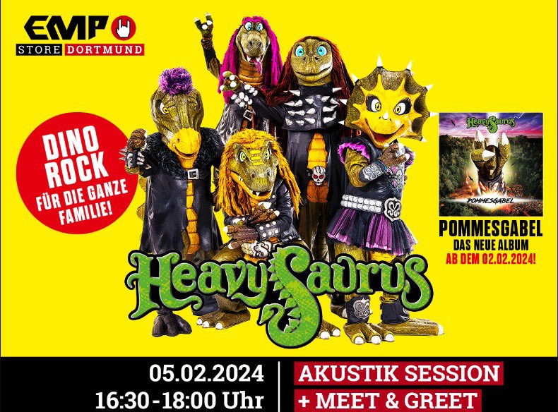 Wir sind leise - ihr werdet laut! 🤯

Trefft uns bei unserem Akustik-Set mit anschließendem Meet&amp;Greet im EMP Store Dortmund! 💚 Wir freuen uns auf euch! 🦖