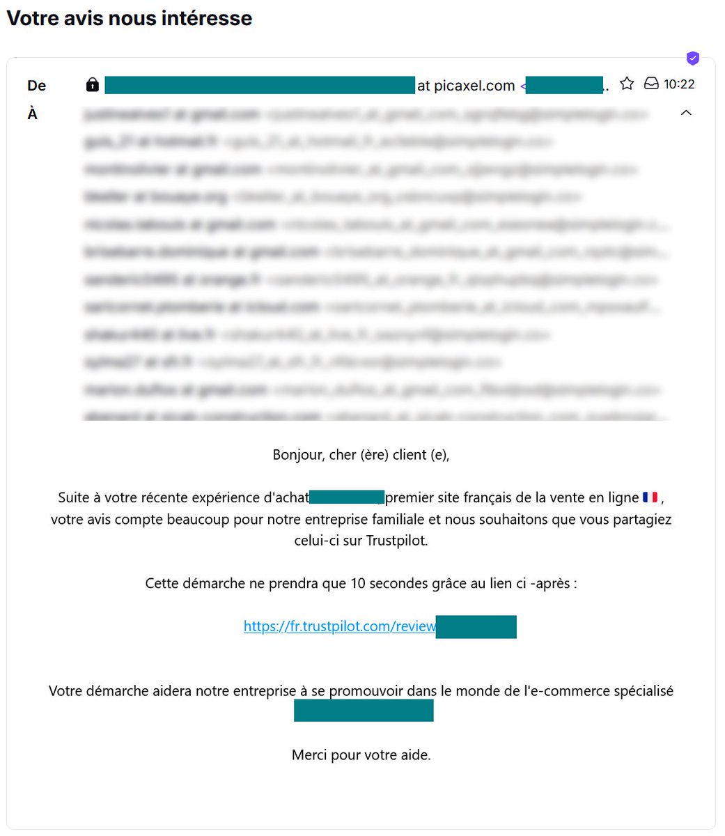 data_drops's tweet image. Et un joli mail bien  #RGPD comme on aime, avec une centaine d'adresses email en copie visible. Plus qu'à désactiver mon alias dédié à ce site, en l’occurrence plombé par son agence digitale. Les autres, go #phishing