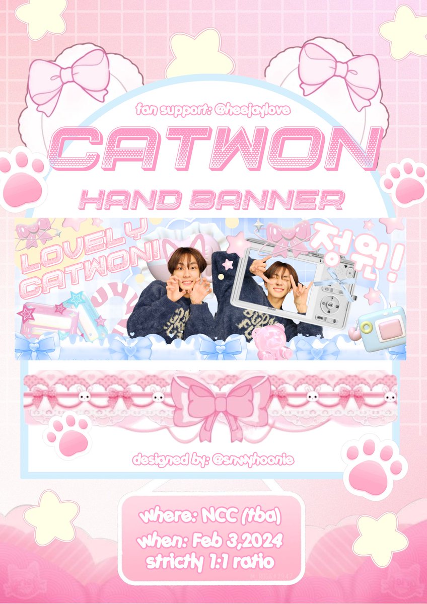 ∧,,,∧
(  ̳• · • ̳)
/    づ♡ 𝒚𝒐𝒖 𝒉𝒂𝒅 𝒎𝒆 𝒂𝒕 𝒎𝒆𝒐𝒘 ♡

Jungwon fan support by <a href="/heejaylove/">sophia | fan acc</a>

see you on feb 3!
-rt &amp; like
-1:1 only

design: <a href="/snwyhoonie/">risse ૮₍.•︤ · •︤ ₎ა</a> 🩷
#FATE_IN_NEWCLARKCITY <a href="/ENHYPEN_members/">ENHYPEN</a>