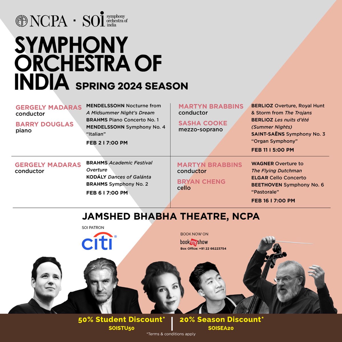 The SOI Spring 24 Season is back! 🎶 Dive into a symphony of delights with our lineup of thrilling concerts. 🎻 Join us for this enchanting journey of Western Classical Music #OnlyAtTheNCPA Book now on c8h7.short.gy/SOISpring24Sea… 🎫 SOI Spring 2024 Season 📅 Feb 2 to 16