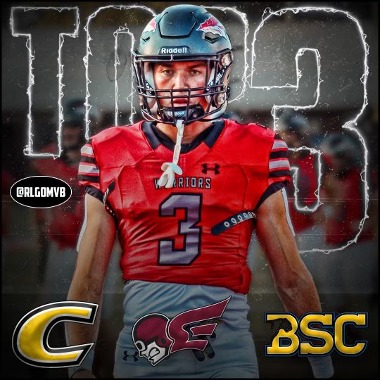 🚨 Top 3!!🚨 I appreciate everything that these schools and coaches have done for me so far through this process.
<a href="/BSCFootball/">BSC Football</a> @CoachTrue_BSC <a href="/Coach_Colucci/">Anthony Colucci</a> <a href="/CentreFootball/">Centre College Football</a> <a href="/lachendro1/">Coach Lachendro</a> <a href="/CoachAndyFrye/">Andy Frye</a> <a href="/FleetFB/">Erskine Football</a> <a href="/CoachCasterlin/">Barry Casterlin</a> 
Commitment date coming soon… 👀👀
<a href="/WarriorsCHS/">CHS Warrior Football</a>