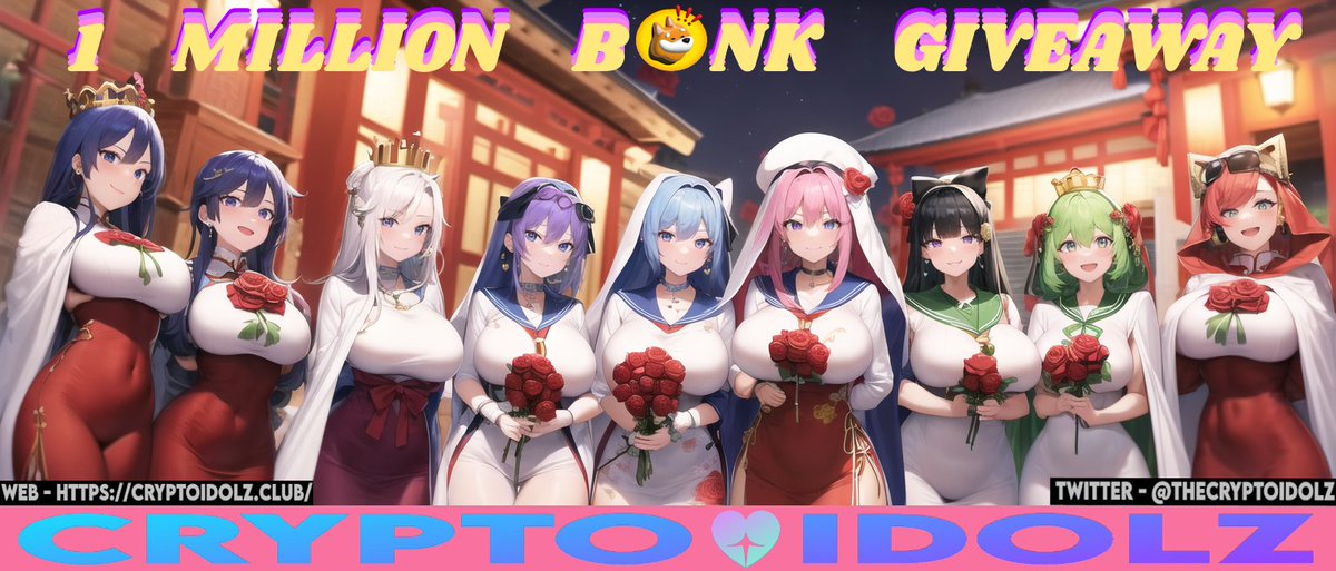 1 MILLION $BONK GIVEAWAY - Day 3 - To enter, just follow us <a href="/TheCryptoIdolz/">Crypto Idolz</a> repost this post &amp; tag 2 friends 🤗 Finalists will be announced every day and the winner on Saturday!  Check in with the girls ❤️ tomorrow for another chance to win ❤️
#BONK #Giveaway #SolanaGiveaway
