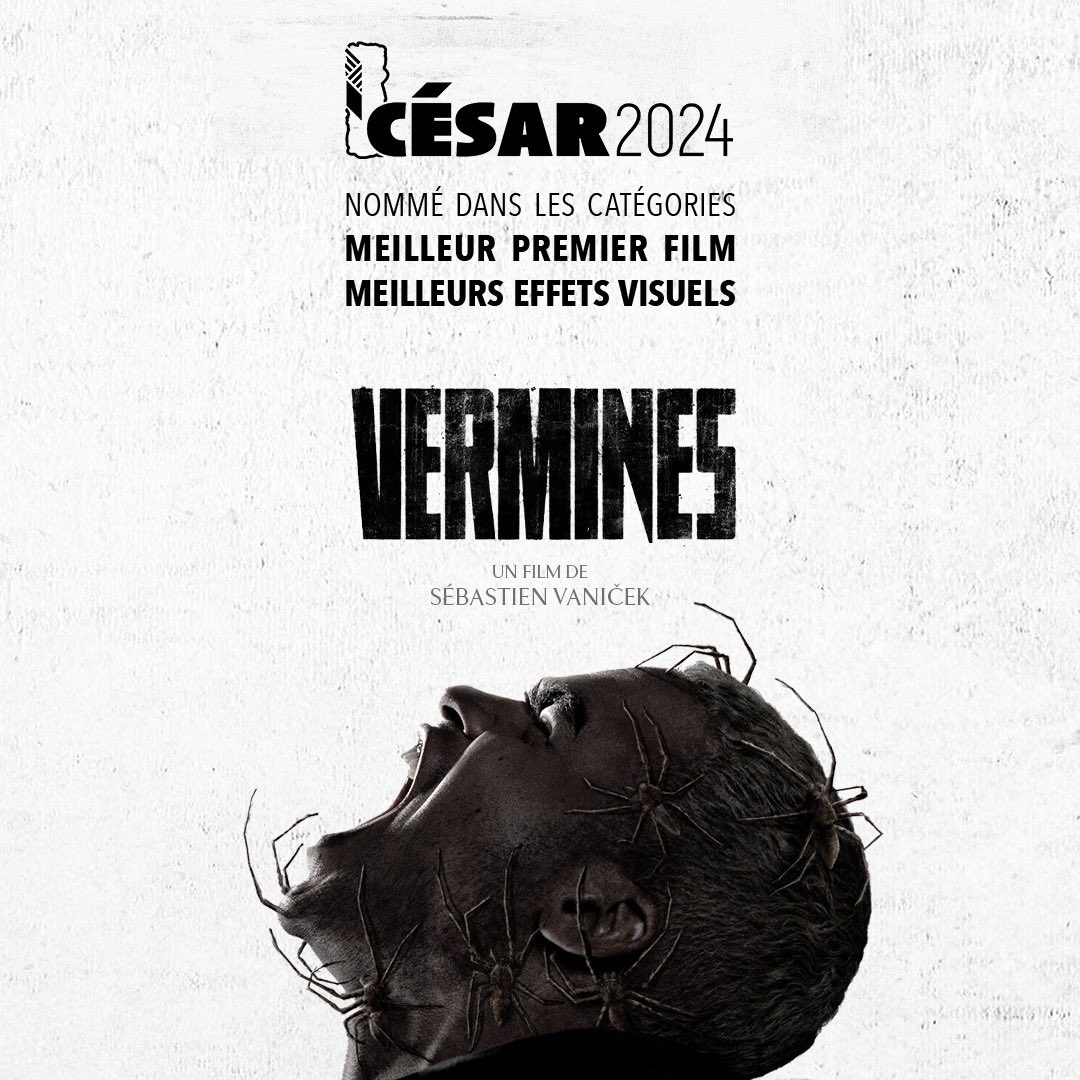 2 NOMINATIONS AUX CÉSAR POUR VERMINES🕷️ Meilleur Premier Film 🔥 Meilleur Effets Visuels 🔥 Tellement fier du chemin parcouru avec toi Sébastien Vaniček. Merci à toute l’équipe! Et merci à tous nos partenaires! @TandemTM @NetflixFR @Francetele @charadesfilms @What_The_Films