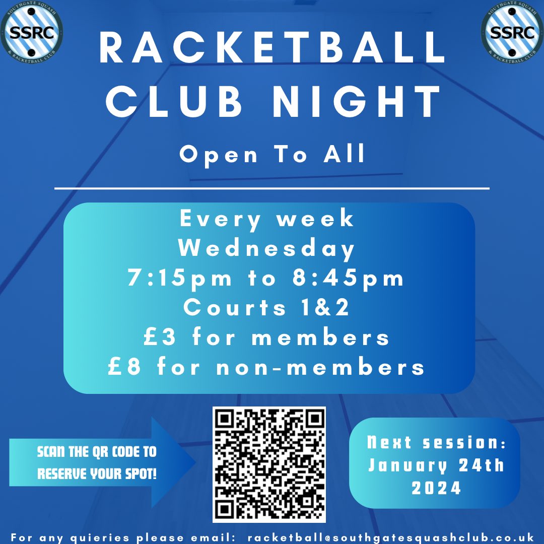 Racketball Clubnight is tonight!! 

#racketball #sports #southgate #tryanewsport #northlondonsport