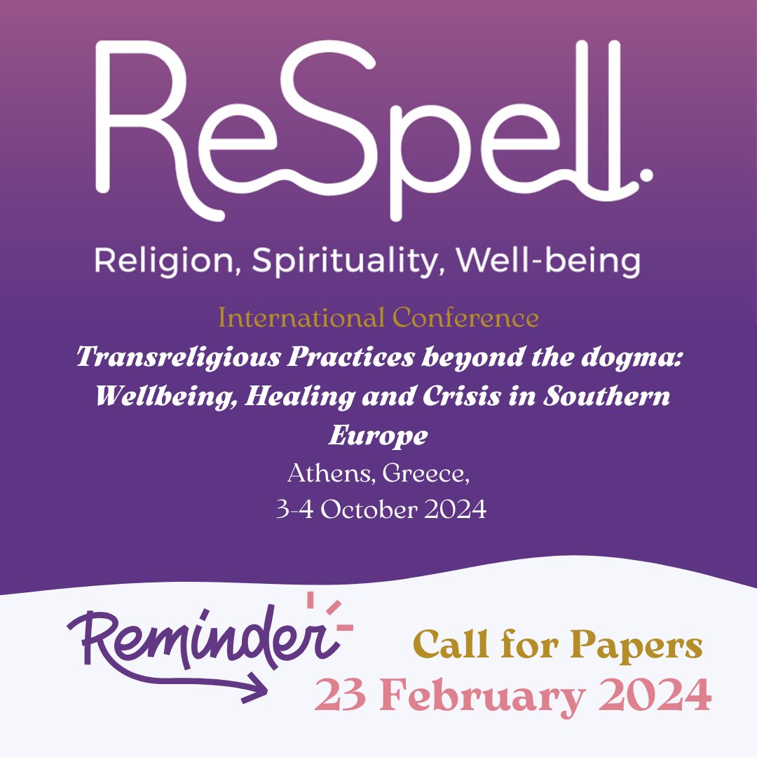 respellproject's tweet photo. REMINDER | Call for Papers
Only one month left to submit your Papers or Sessions proposals!
You can send your proposal (250-300 words abstract, title, name, and affiliation) to respell.project@gmail.com, until the 23rd of February 2024. https://t.co/holMLdU3JK