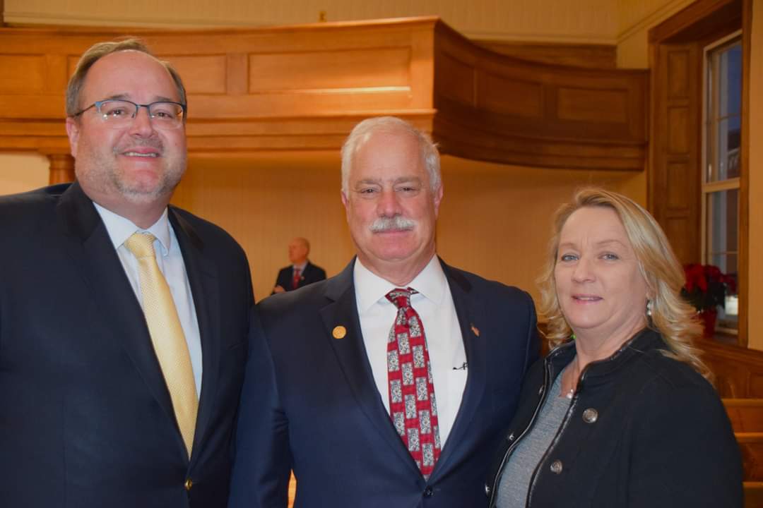 Board Members, William Flahive, County Clerk Mary Melfi, Jim Robinson & President Chris Phelan attended the Commissioners Re-Organization.  Shawn Van Doren was sworn in  and is liaison to the Chamber. Jeff Kuhl was sworn in as Director of the Board and is with wife Darlene Kuhl.