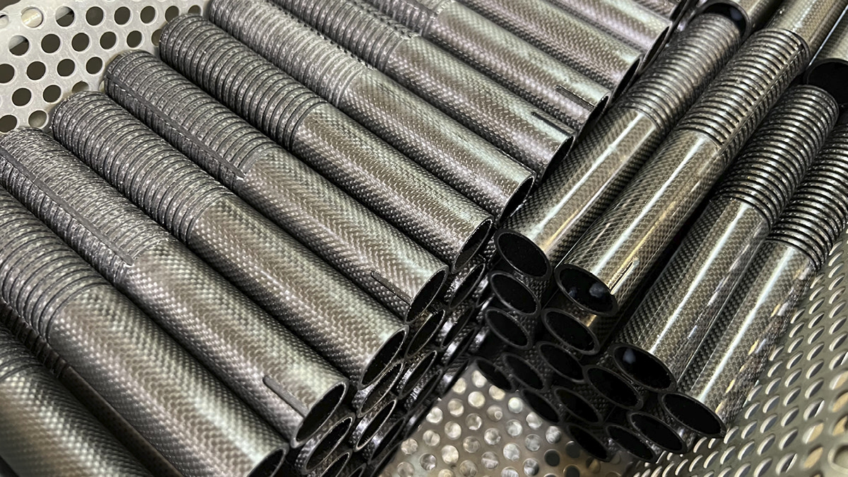 Just off the lathe! Carbon fibre tubes with an acme thread, expertly machined for the leisure sector. Proudly mill turned from material provided by our customer. #TurnedComponents #CarbonFibre #Tubes #LeisureIndustry #APTLeicester #CNCturning