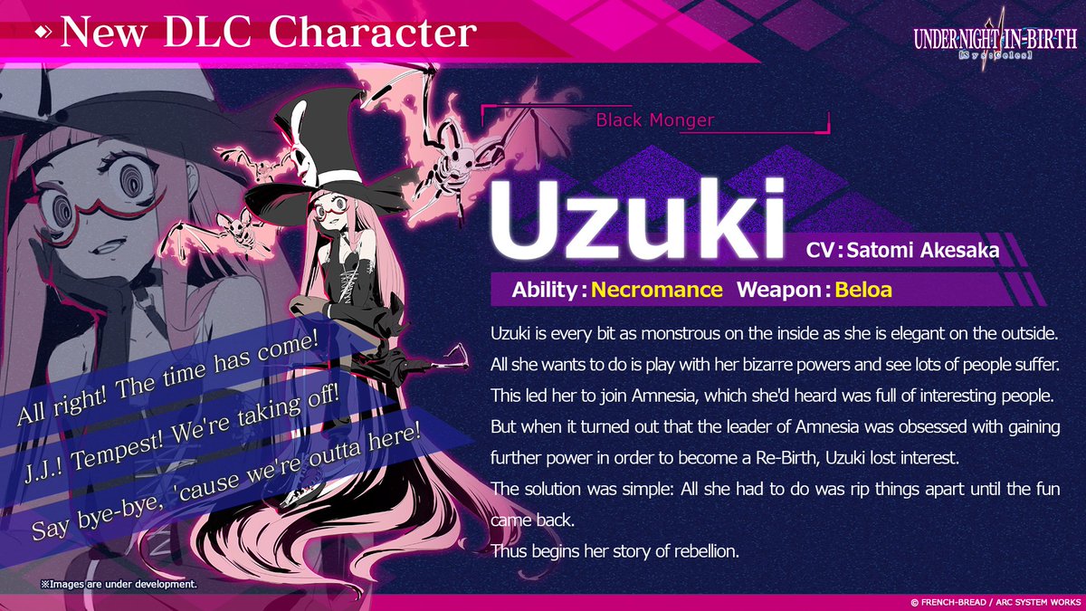 inbirthPR's tweet image. 📢 #UNI2 New Character Announcement

Black Monger
Uzuki

Click here for the stream!
youtube.com/live/H64tfIduf…

Pre-order now to get the Season Pass as an early purchase bonus! 🌙

#inbirth