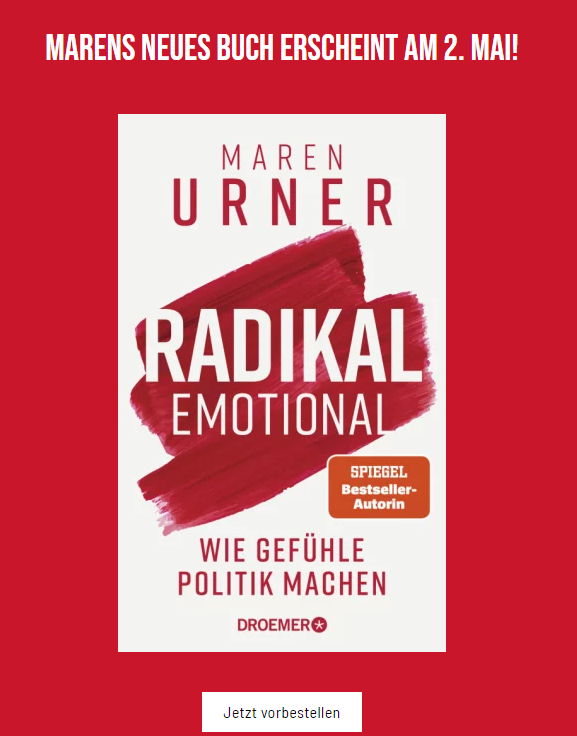 Endspurt 😅, denn jetzt wird es 'radikal': Mein neues Buch 'Radikal Emotional. Wie Gefühle Politik machen' erscheint am 2. Mai bei @KnaurVerlag und kann schon vorbestellt werden --> buch7.de/produkt/radika…