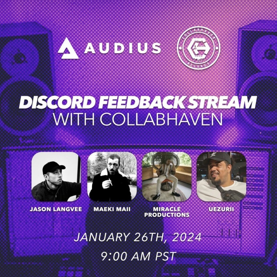 Join @CollabHavenR as we take to @AudiusMusic’ official @discord server to listen to ALL OF YOUR AMAZING MUSIC! See you there 🫡 @uezurii_wav @MaekiMaii @prodbymiracle @CollabhavenC