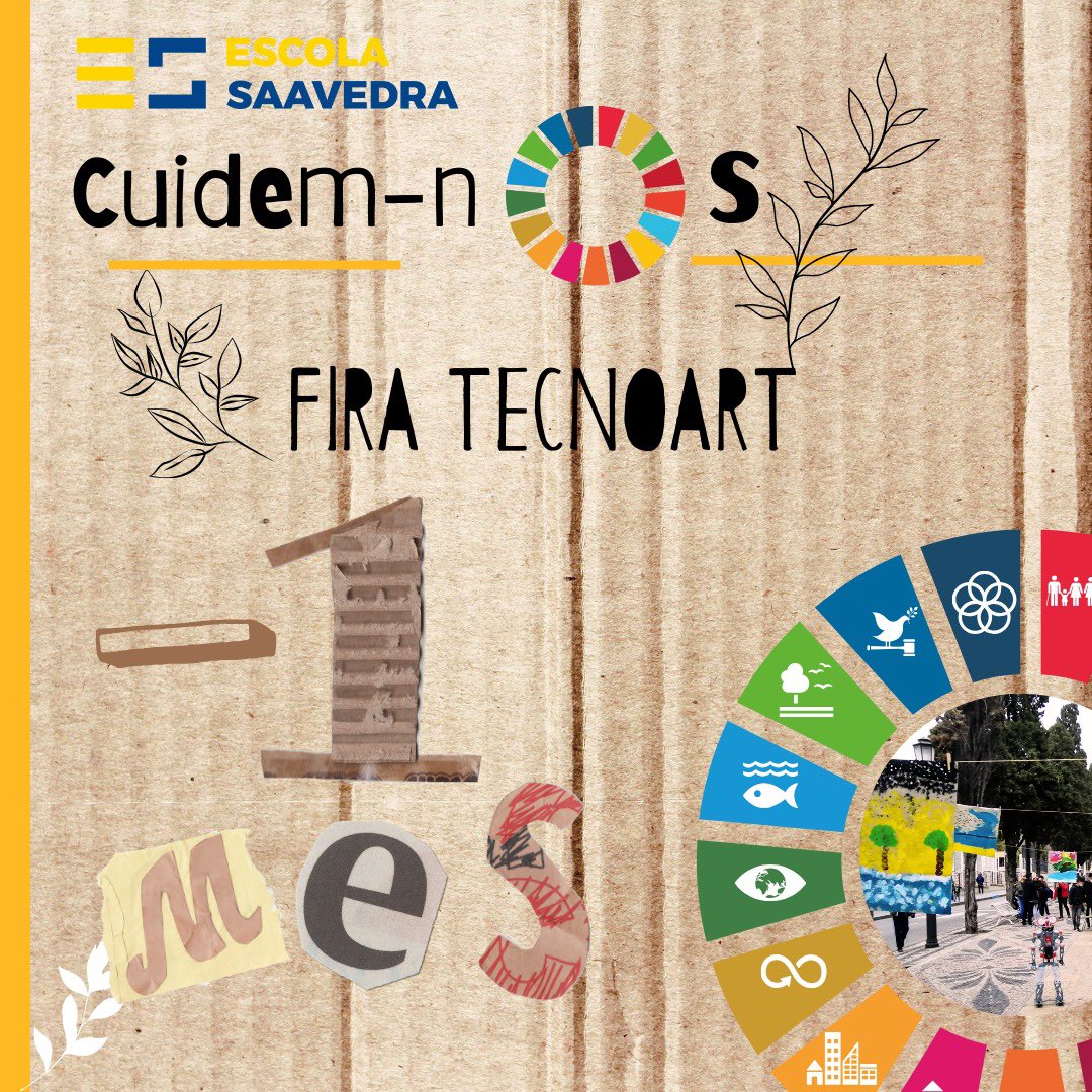 🌟 Notícies fresques!✨ A la Fira Tecnoart d'aquest any, abracem el lema 'Cuidem-nos' i els Objectius de Desenvolupament Sostenible. Tallers, creativitat i sostenibilitat en un matí ple de diversió! 🌍💙🚀 Cartell elaborat per alumnes de CS. #FiraTecnoart #Cuidemnos #Sostenibles