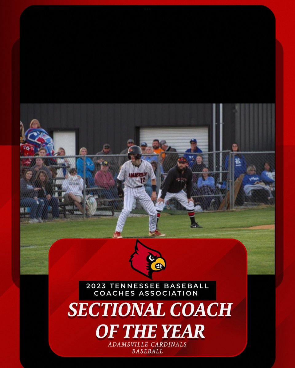 Congratulations to Coach Jason Foley for being named <a href="/TBCAorg/">Tennessee Baseball Coaches Association</a> Sectional Coach of the Year. Cardinals finished 2023 with their second consecutive 20+ win season, District Championship, and State Tournament appearance.