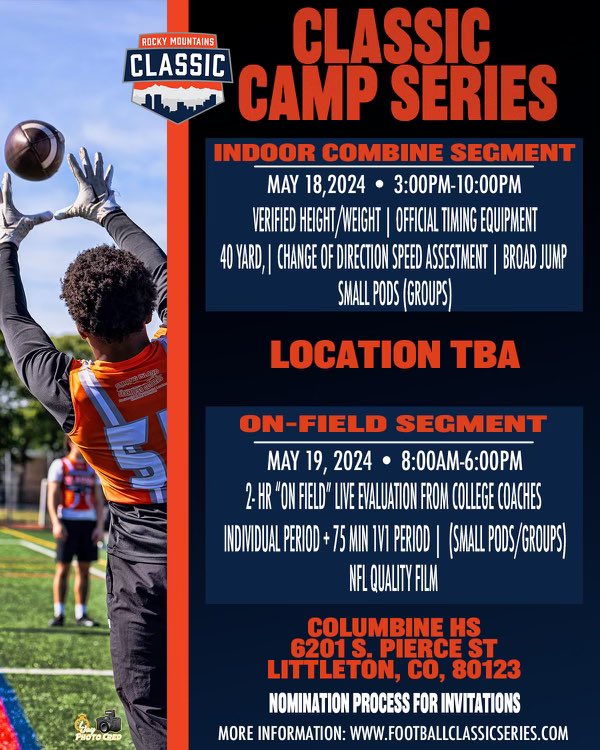 🚨Classic Camp Series Updates (Pennsylvania and Colorado)

📍We have surpassed 400 nominations. Coaches can nominate their players using the link below. 👇. 

📍We will begin posting Combine portion information so players know what to expect. 

docs.google.com/forms/d/1yYtuj…