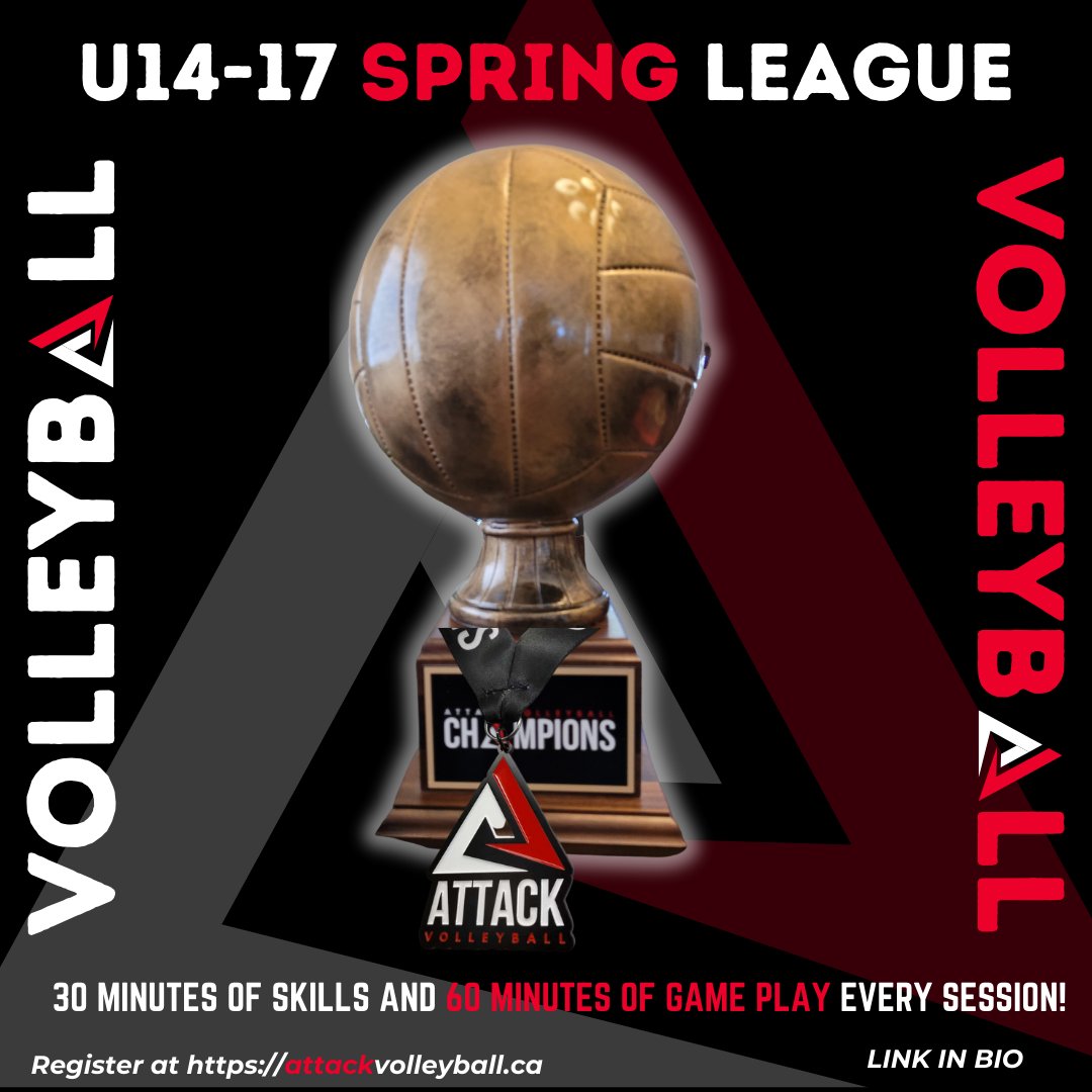 attackvllybll's tweet photo. Compete for the coveted ATTACK Volleyball trophy, a gorgeous medal and a spot in our Hall of Fame!

30 minutes of skills and 60 min of game play each session!

Sundays from 7:30-9 PM starting March 10th.

NO TRYOUTS!!! NO CUTS!!!

Register at https://t.co/Jzzx1Th9BY

#volleyball https://t.co/SnxRh3KOAL