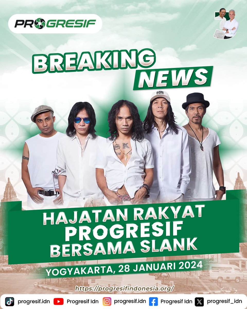 progresif_idn's tweet photo. Breaking News!

Hajatan Rakyat Progresif bersama Slank akan segera hadir pada Minggu, 28 Januari 2024 di kota Yogyakarta.

Nantikan info selengkapnya ya, Sahabat Progresif😉💚 https://t.co/bdKMeQI1JD