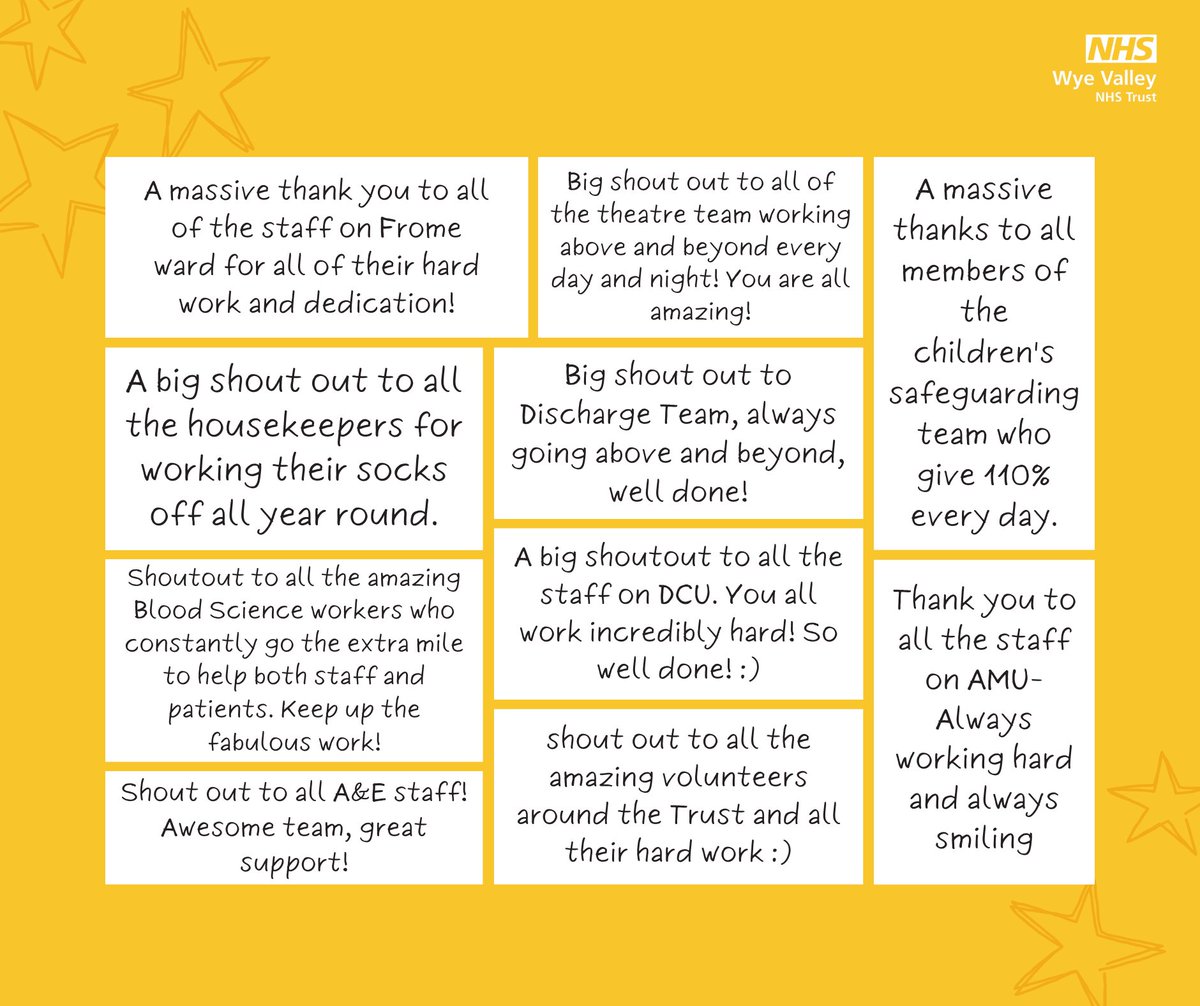 To all our staff & volunteers at WVT on #NationalComplimentDay, thank you for your hard work and dedication. You truly are our NHS Heroes. We love to see our staff giving others a shout out - here are just a few that have been shared about our #amazingWVTstaff