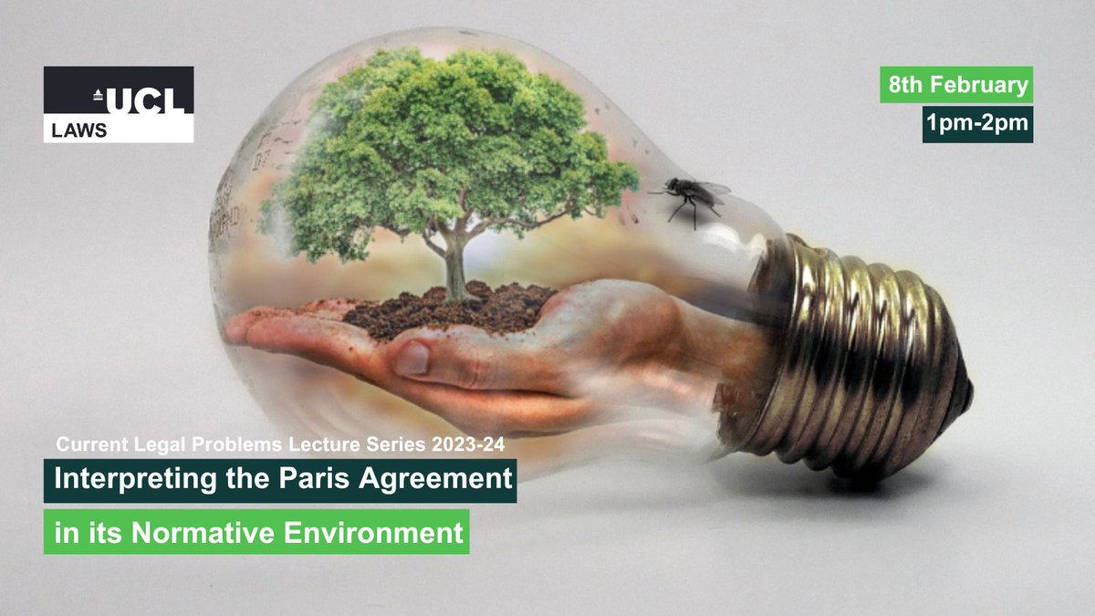 Register now for Professor Lavanya Rajamani lecture on 'Interpreting the Paris Agreement in its Normative Environment'. ⏰ 1pm-2pm 🗓️ 8th February 2024 🏛️ Bentham House and Online Register here: bit.ly/3u3UzZ4