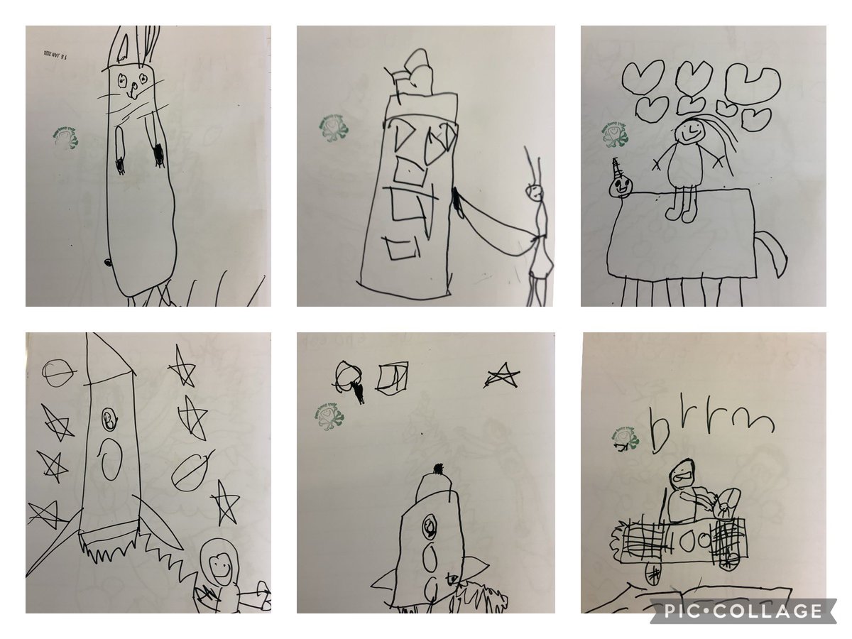 DeanburnPS_P2_1's tweet photo. Super black line drawings in P1 last week based on the story ‘Not a Box’ by Antoinette Portis. Pupils used their imagination to draw what their ‘not a box’ would be. We had rockets, unicorns, houses and race cars. Can you tell what we turned our boxes into? #FoundationsOfWriting https://t.co/bKeU4mv61y