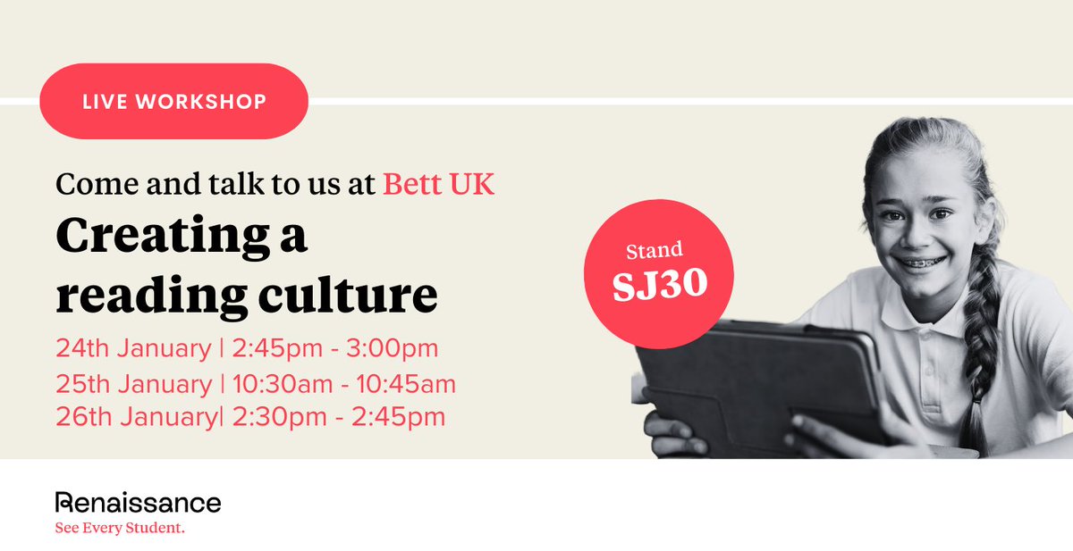 Join us this week @bett_global!

Whether you’re new to Accelerated Reader or looking to refine your approach, this talk will equip you with valuable insights and practical tools to create a vibrant reading culture in your classroom and beyond!📖