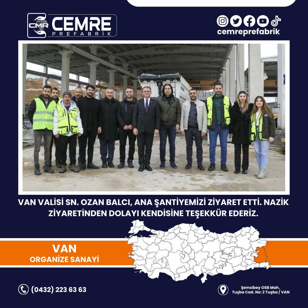 CemrePrefabrik's tweet photo. Van Valisi Sn. Ozan Balcı, ana şantiyemizi ziyaret ederek, incelemelerde bulundu ve prefabrik üretimlerimiz hakkında bilgi aldı.

#van #vanmerkez #prefabrik #inşaat #mimari #üretim #cemreprefabrik https://t.co/ZqWZzxzrpq
