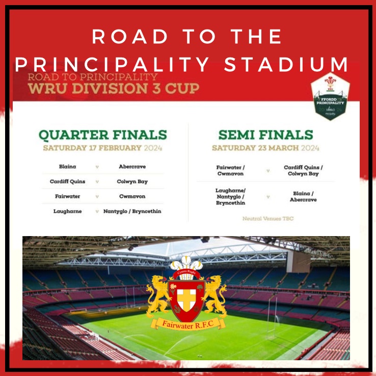 The #WRUDIVISION3CUP draw sees us welcome #CwmavonRfc to Ashcroft, in the Quarter Finals Game. 17-02-24 we look forward, to pitch side support and a great community club atmosphere. #upthewater #community #Principalitystadium @AllWalesSport