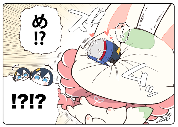 とある本丸のひと休み673「はじめまして・くまみみ本丸」 #とある本丸のひと休み   こもちちゃん大歓迎のめり込みが炸裂してしまいました…!!😳