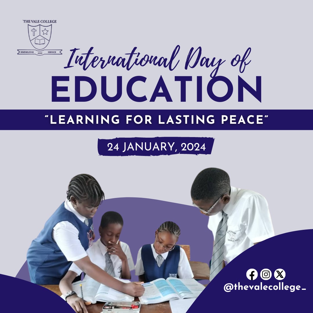 📚✨Happy International Day of Education! 🌍 This year's theme, 'Learning for Lasting Peace,' resonates with our commitment to nurturing minds and fostering a culture of excellence. 🎓🕊️

#ThisIsTVC #InternationalDayOfEducation #30YearsOfExcellence