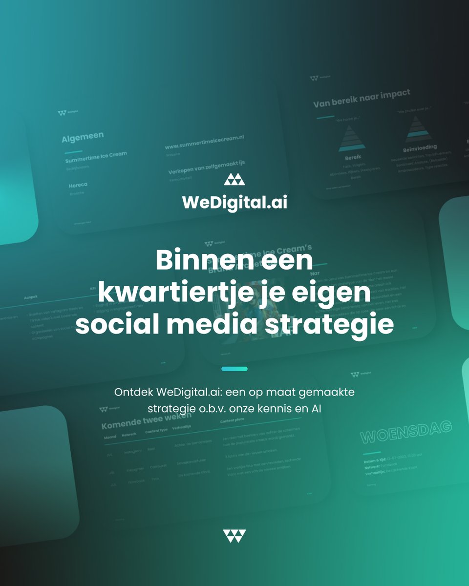 WeDigitalNL's tweet photo. Ontdek https://t.co/p5A5KlECmq: binnen enkele minuten een op maat gemaakte social media strategie voor jouw bedrijf op basis van onze kennis en AI.

https://t.co/1c3f0o6WzE

Met de code INTRO2024 krijg je ook nog eens 70% korting!

#wedigital #wedigitalai #ai #socialmedia https://t.co/2SRPRjzMMY