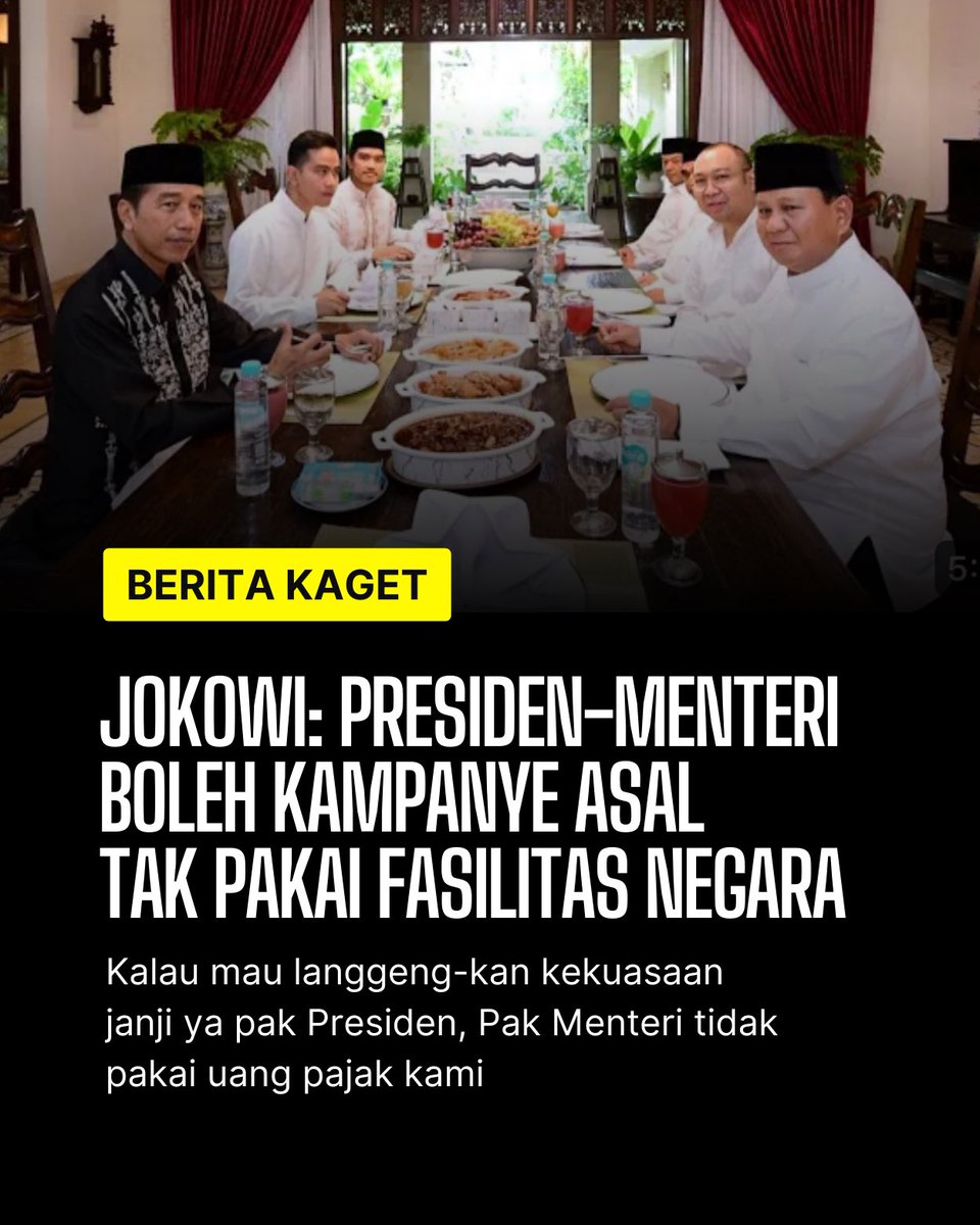 voiceofpkb's tweet photo. Yakin pak ga pake fasilitas negara? Bapak @jokowi masih tinggal di istana punya negara, kemana mana pake mobil negara, bapak dan yang kerja sama bapak juga masih pakai uang negara! Makan-makan enak juga dari uang pajak kami!

Kalau mau langgeng-kan kekuasaan cuti dulu pak! Ga rela uang pajak kami buat bayarin penguasa seneng-seneng!