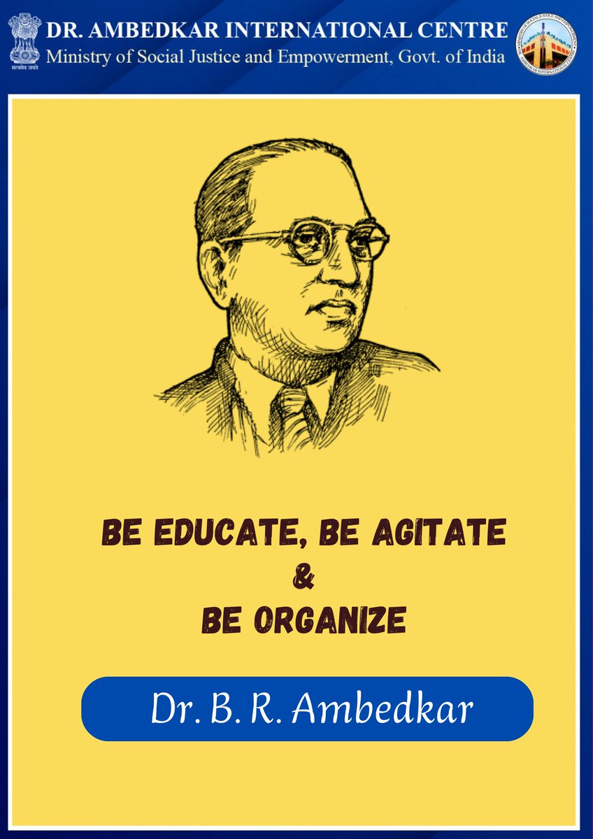 DrAmbedkarInte2's tweet photo. Educate, Agitate, Organize. @Drvirendrakum13 @RamdasAthawale  @ANarayana_swamy  @PratimaBhoumik @NSFDC_MOSJE @nskfdc @nbcfdc @NISD_India @pib_MoSJE @_saurabhgarg @MIB_India @MD_NSKFDC #TransformingIndia #9YearsOfSeva #PMOIndia #MSJEGOI https://t.co/8kyfzmxYRn