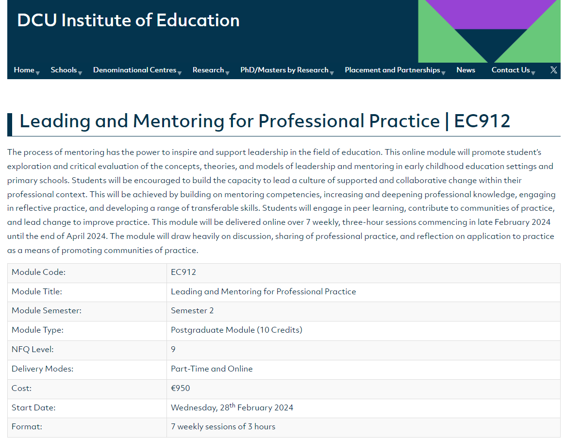 DCU School of Language, Literacy and ECE (@dcu_llece) on Twitter photo 📢Are you a teacher, educator or professional in education interested in developing or deepening your leadership and mentoring skills?
🧵
(1/4)
#ecechatie #edchatie <a href="/DCU/">Dublin City University</a> <a href="/DCU_IoE/">DCU Institute of Education</a> <a href="/GFrench_ECEC/">Geraldine French</a> <a href="/EarlyChildhdIRL/">Early Childhood Ireland</a> <a href="/ireland_ple/">Plé Ireland</a> 📢Are you a teacher, educator or professional in education interested in developing or deepening your leadership and mentoring skills?
🧵
(1/4)
#ecechatie #edchatie <a href="/DCU/">Dublin City University</a> <a href="/DCU_IoE/">DCU Institute of Education</a> <a href="/GFrench_ECEC/">Geraldine French</a> <a href="/EarlyChildhdIRL/">Early Childhood Ireland</a> <a href="/ireland_ple/">Plé Ireland</a>