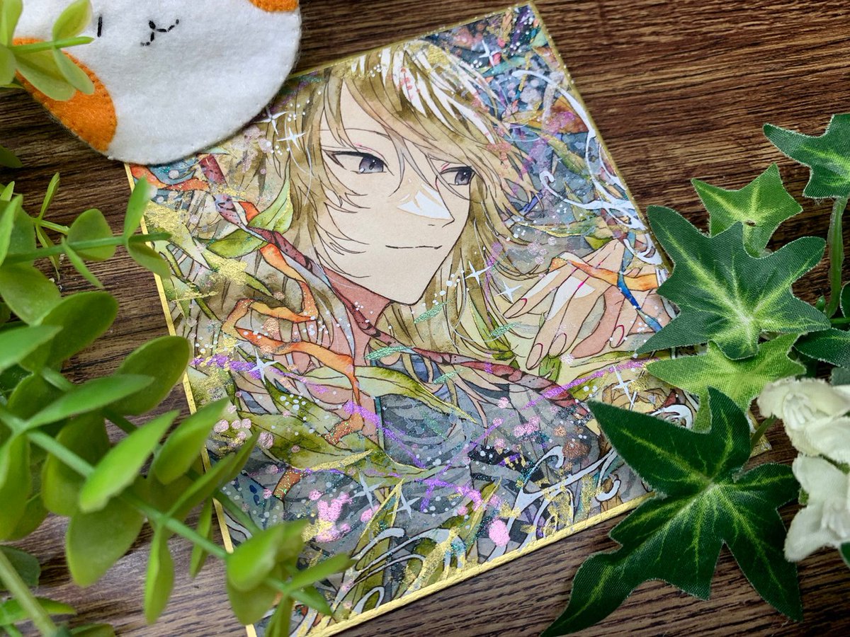 blonde hair solo flower male focus 1boy long hair smile  illustration images