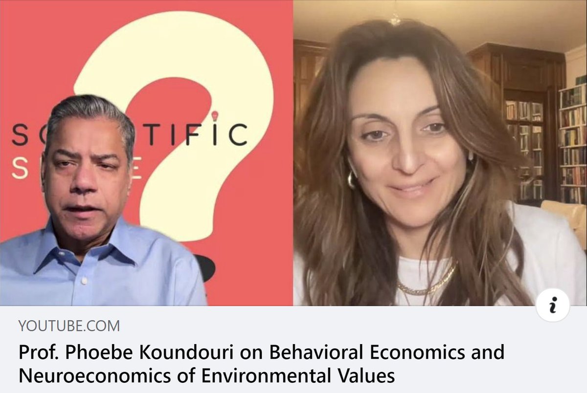 In an interesting #discussion with <a href="/gilleapen/">Gill Eapen</a> for the Scientific Sense podcast, focused on #behavioraleconomics and Neuroeconomics in the context of #environmentalvalues.  Thank you Gill for the opportunity!
👉youtu.be/Pq_KMy7IEBc?si…