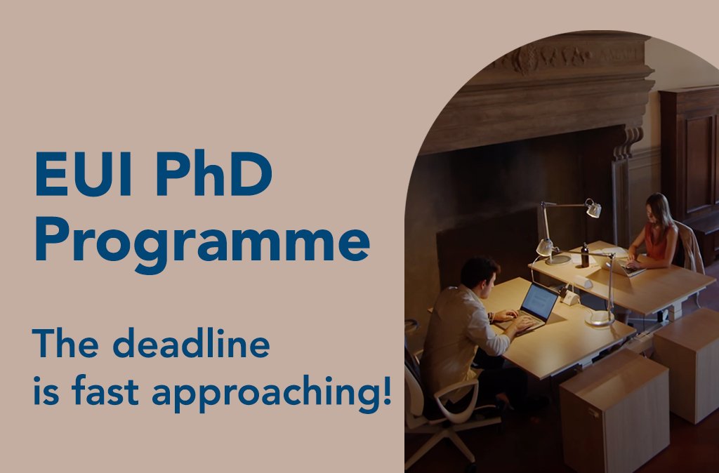 🚨 One week left to #apply to our #PhD programme The EUI offers one of the largest doctoral programmes in the social sciences in Europe. Don't miss your chance to apply for a fully-funded, 4-year PhD programme. 📆 Deadline: 31 January 2024 ⏰ 14:00 CET 👉loom.ly/Qag4xdc