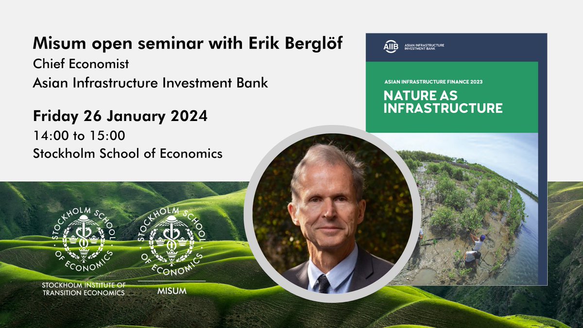 Join us this Friday for an open seminar, w/ @SITEStockholm, on 'Nature as Infrastructure' w/ AIIB's Chief Economist, Erik Berglof. The seminar is based on AIIB's new report which outlines potential solutions toward a nature-positive future.➡️Register here: trippus.se/web/registrati…