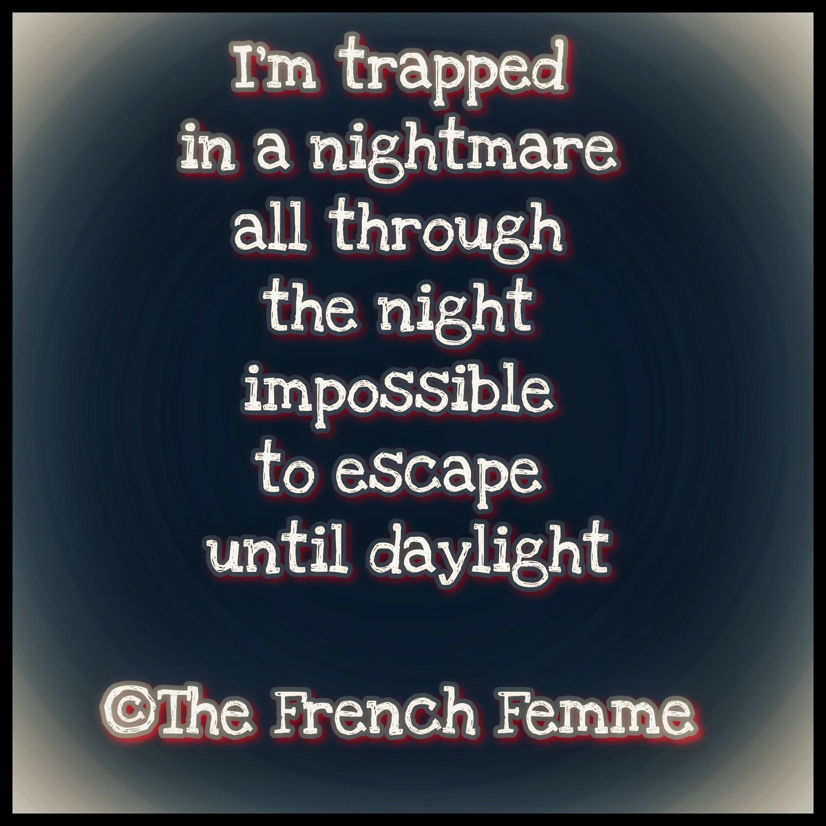 Today's poem 

#MyalgicEncephalomyelitis #MillionsMissing #pwME #MEAwareness #MECFS #chronicillness #SevereME #VerySevereME #writingcommunity #nightmare #sleepproblems