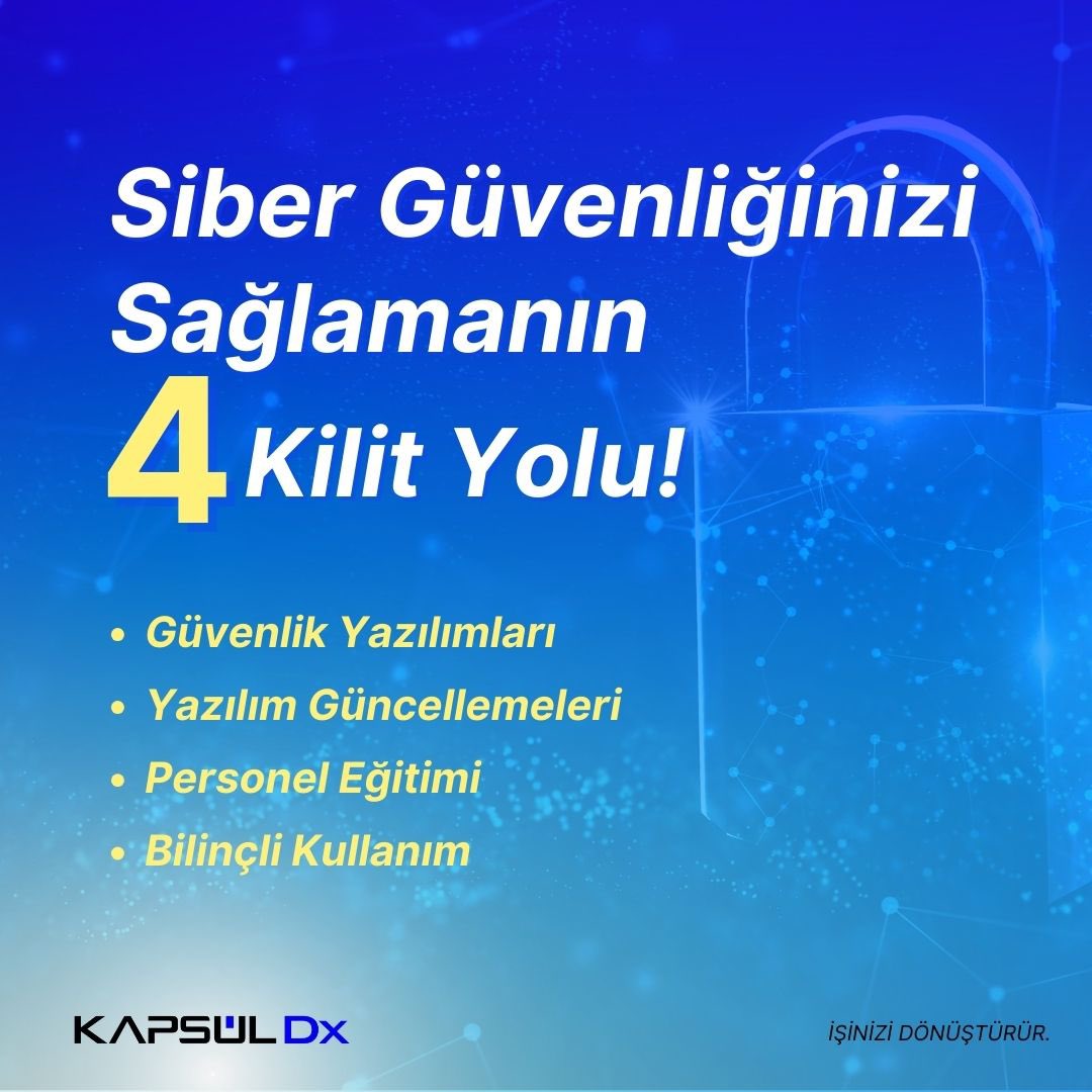 🌐 Günümüzde siber güvenlik, işletmeler ve bireyler için kritik bir konu haline geldi. 

Kapsül Dx olarak size siber tehditlere karşı korunmanın 4 temel yolunu sunuyoruz:
🔐 bit.ly/3OE4egb

#KapsülDx #İşiniziDönüştürür #GeleceğinŞirketi #SiberGüvenlik #CyberSecurity